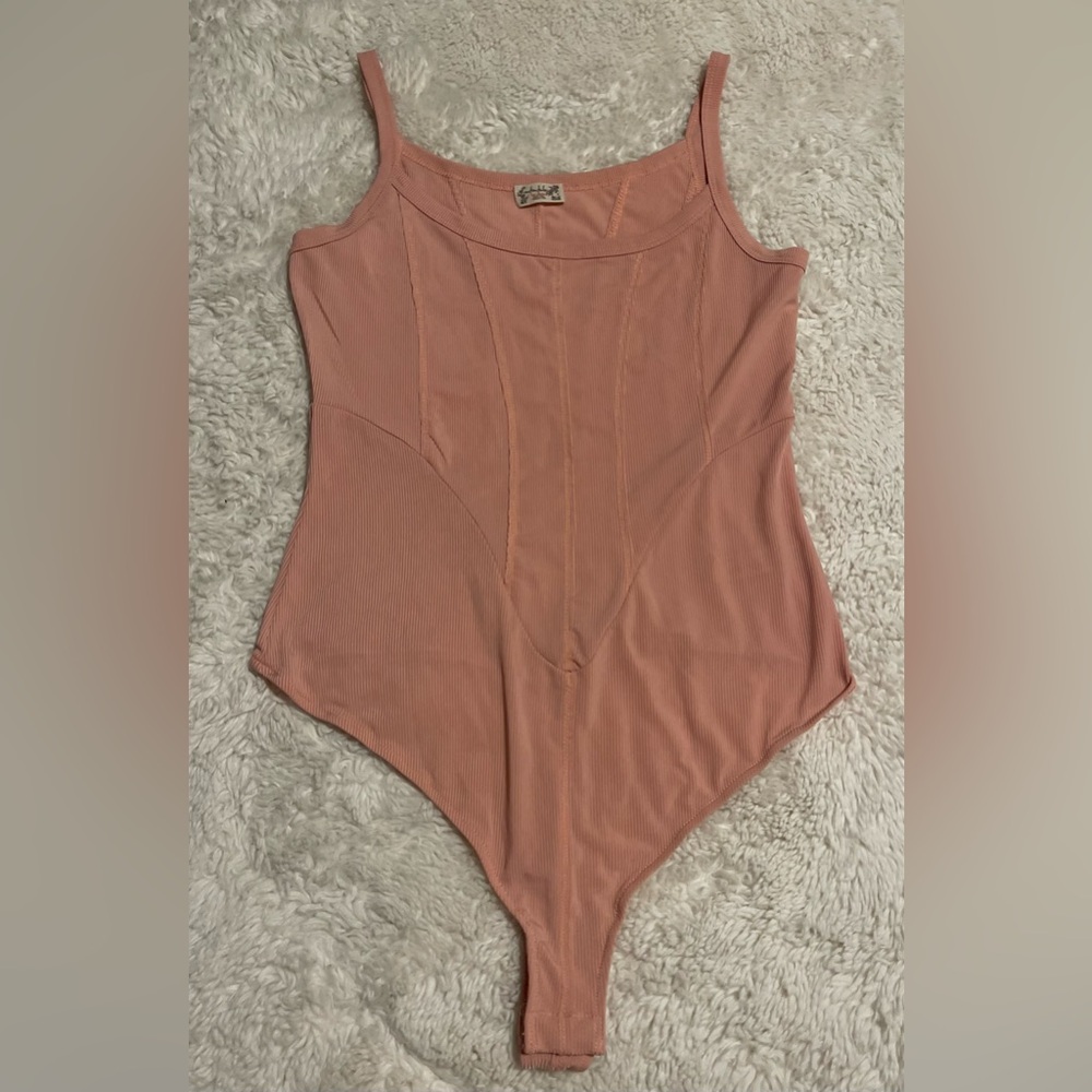 Free People That Girl Corset Bodysuit Medium Rose Sleeveless Intimately
